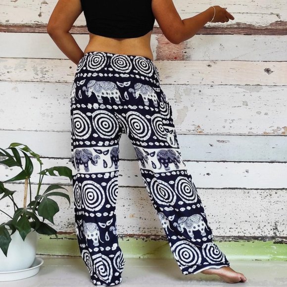Dark blue and white elephant harem pants - Picture 4 of 4